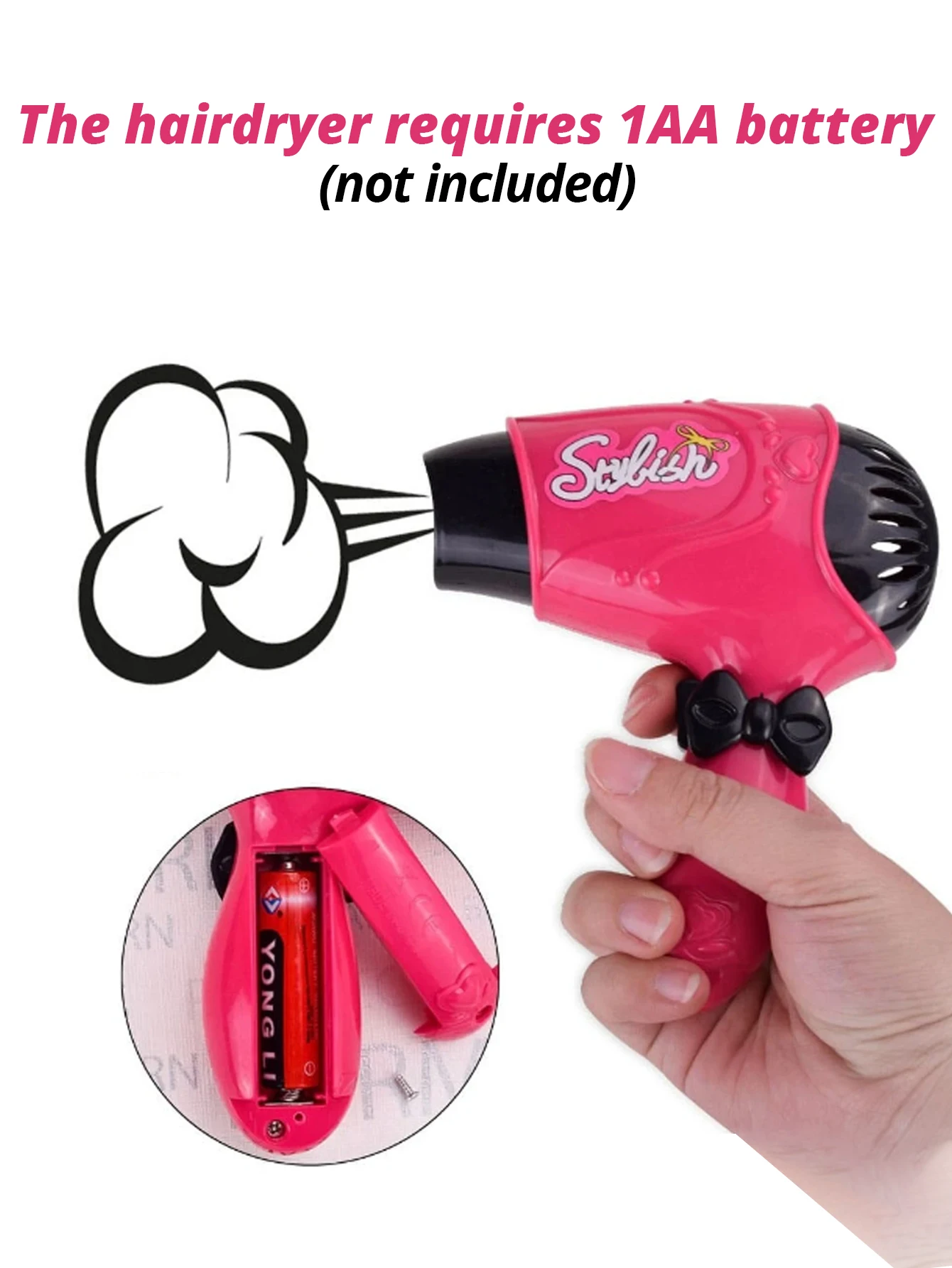 Kids Hair Dryer Playset Princess Pretend Play Makeup Set Suitable for children over 3 years old 6
