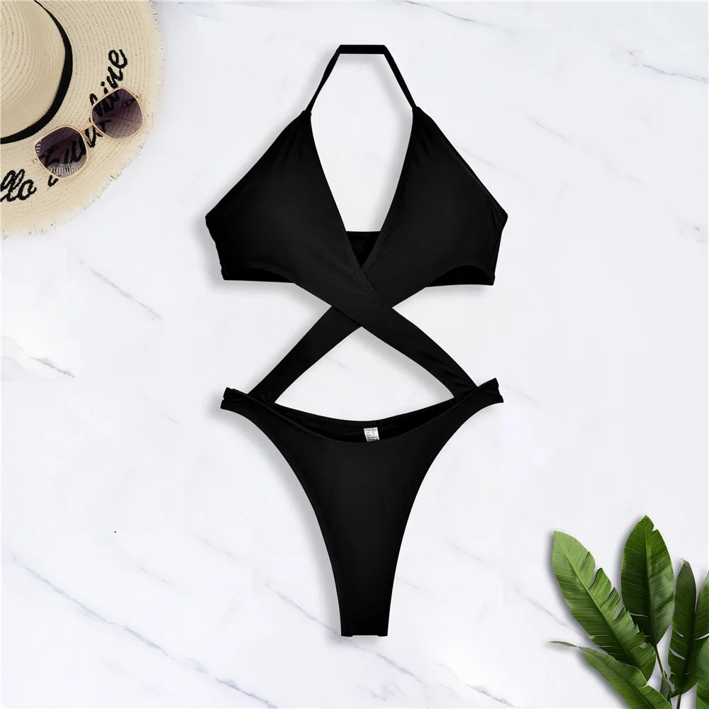 Swimsuit One Piece Bathing Suit Thong Beachwear Hot Swimwear 2025 Women Cut Out Monokini Solid Bodysuit Swimming Costumes Bather
