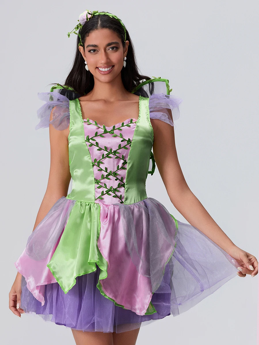 green emerald velvet dress Woodland Fairy Adult Women's Costume MD-LG 10-14