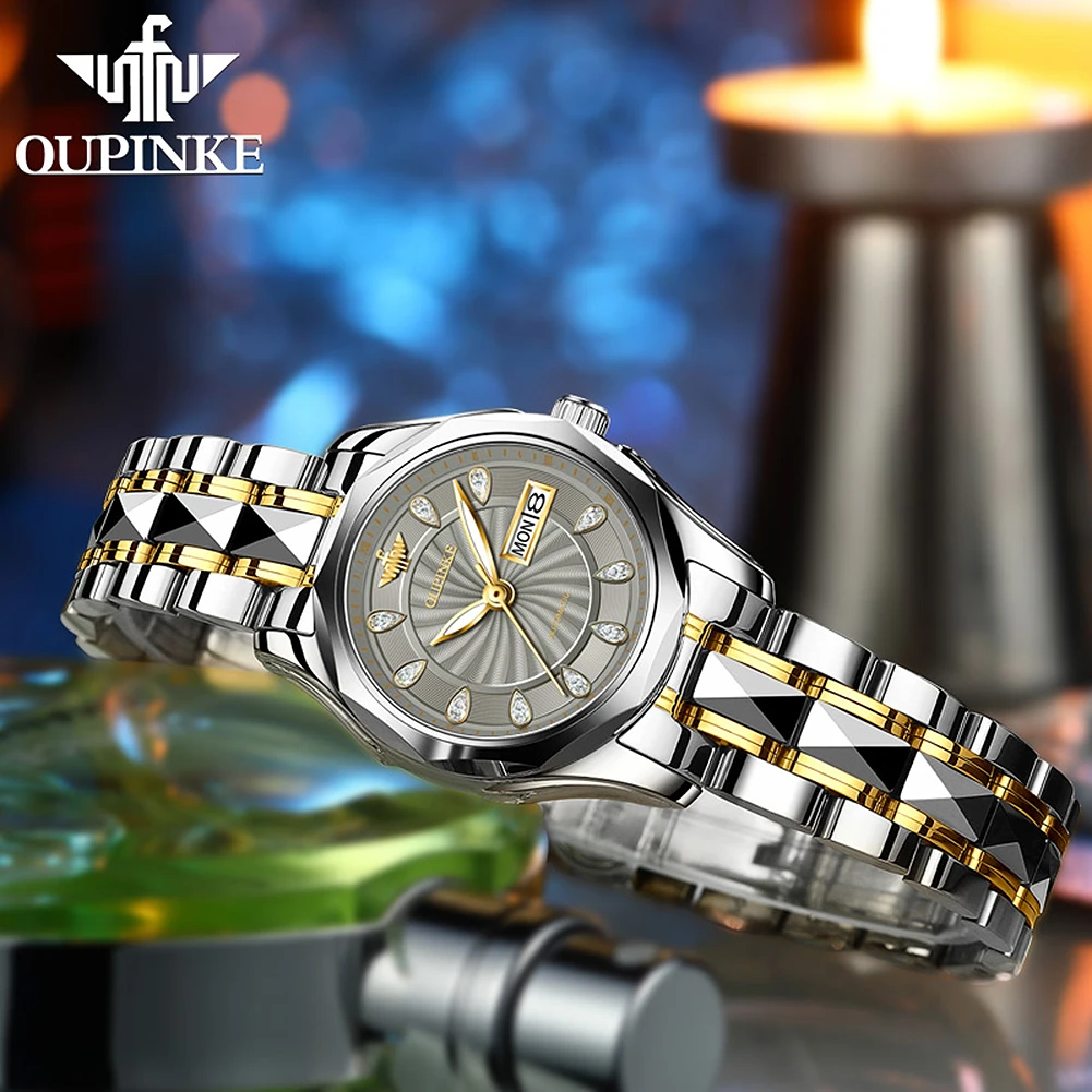 

OUPINKE Luxury Brand Women Automatic Mechanical Watches Tungsten steel Wristwatch Watch Waterproof Sapphire Luminous Watches