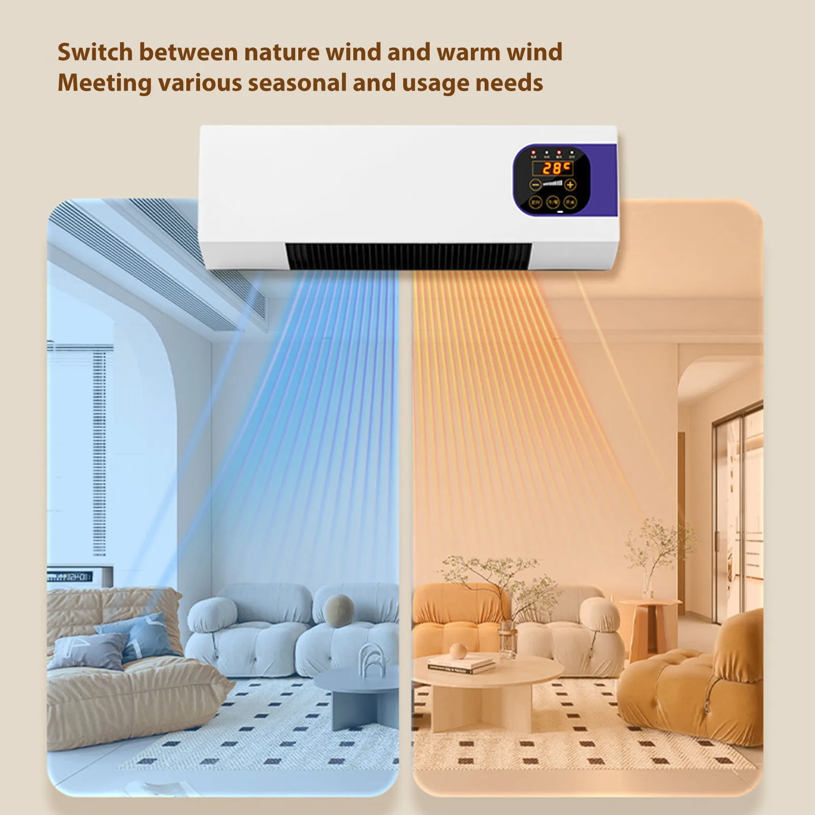 220V 110V Wall Mounted Heater Cooler Energy Efficient Climate Control Small Air Conditioner Heater Machine for Home Bedroom 2