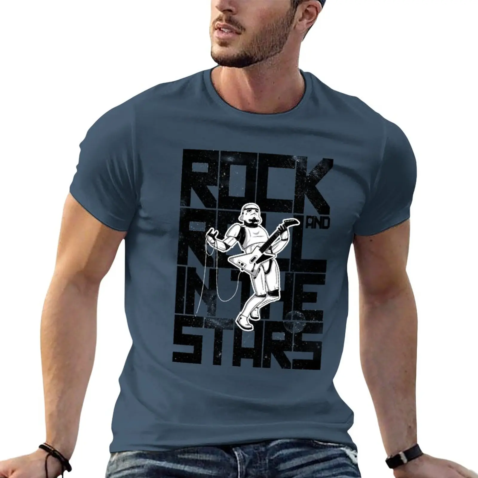 

Print Rock in the Stars T-Shirt blank t shirts Anime t-shirt Tee shirt mens clothing