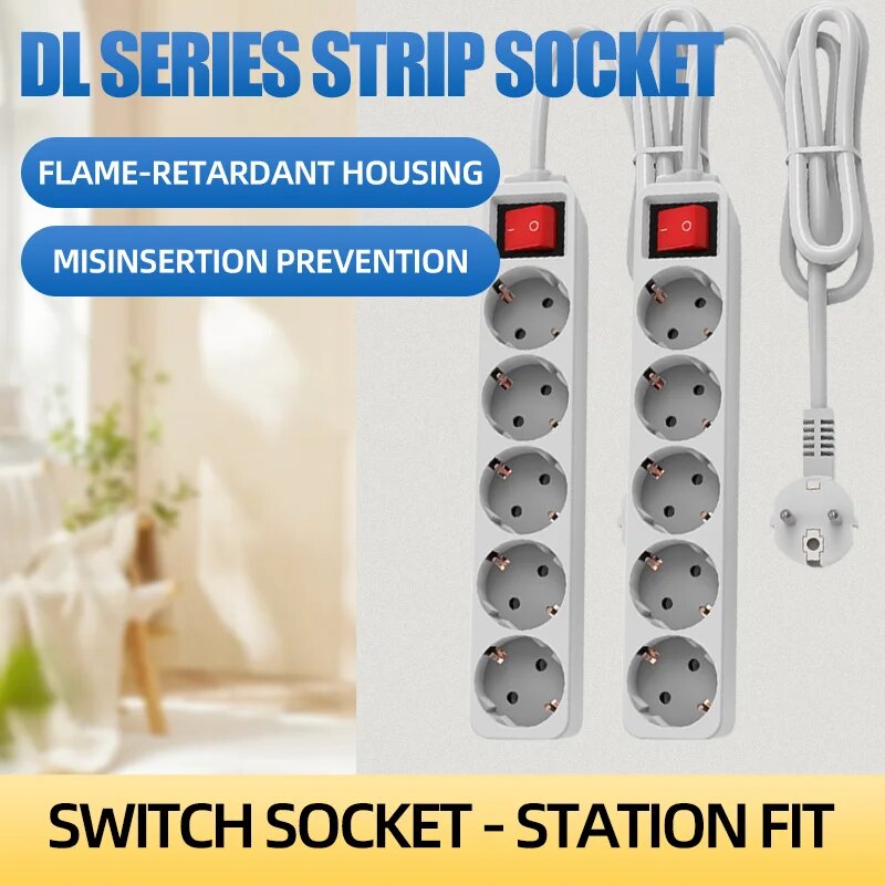  European Standard Wiring Board Safety Switch Plug-in Flame Retardant Material Towing Board 5-hole Plug-in Board 