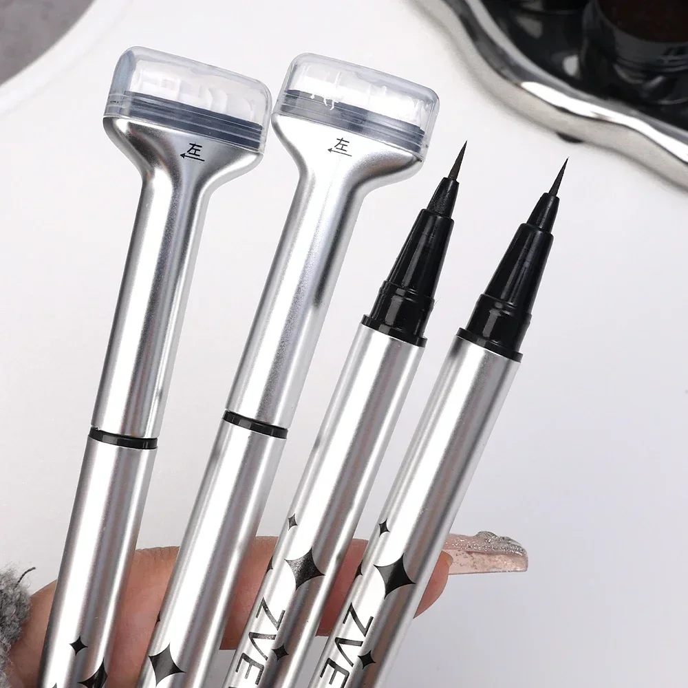 Reusable Eyelash Stamps Pen 2 in 1 Lower Eyelash Seal Tool Quick Dry Black Brown Liquid Eyeliner Pen Simulation Makeup