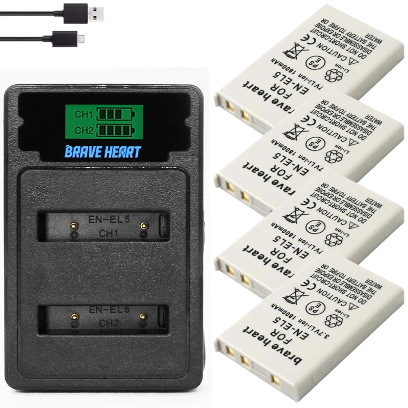 1800mah Enel5 Battery With En El5 Battery Charger For Nikon Coolpix
