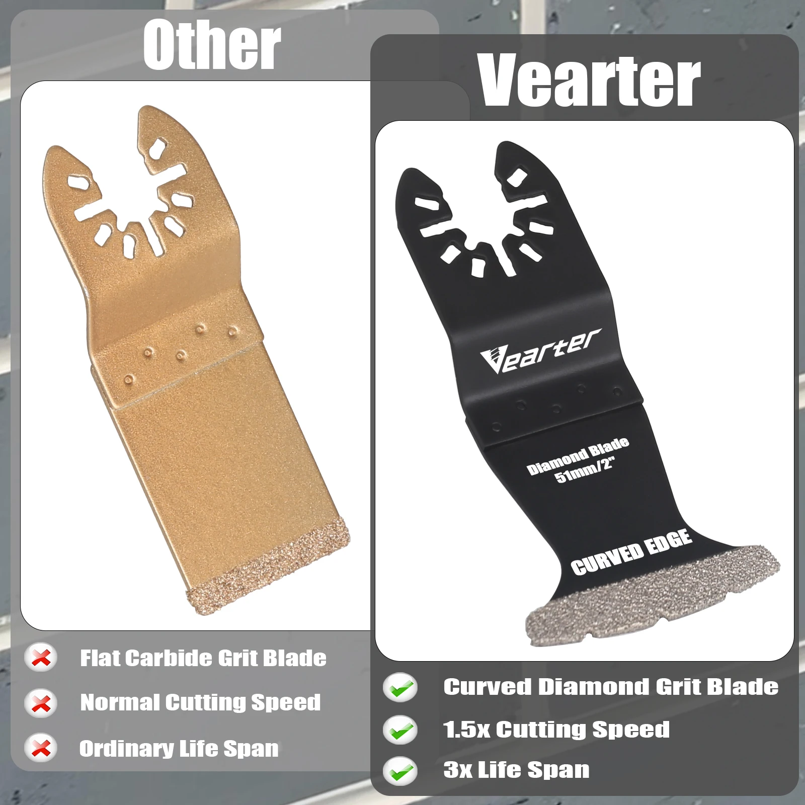 Oscillating Multi Tool Blade Verater 5Pack Swing Diamond Mortar Cutting Saw Precise For Grout Removal Air Brick Concrete
