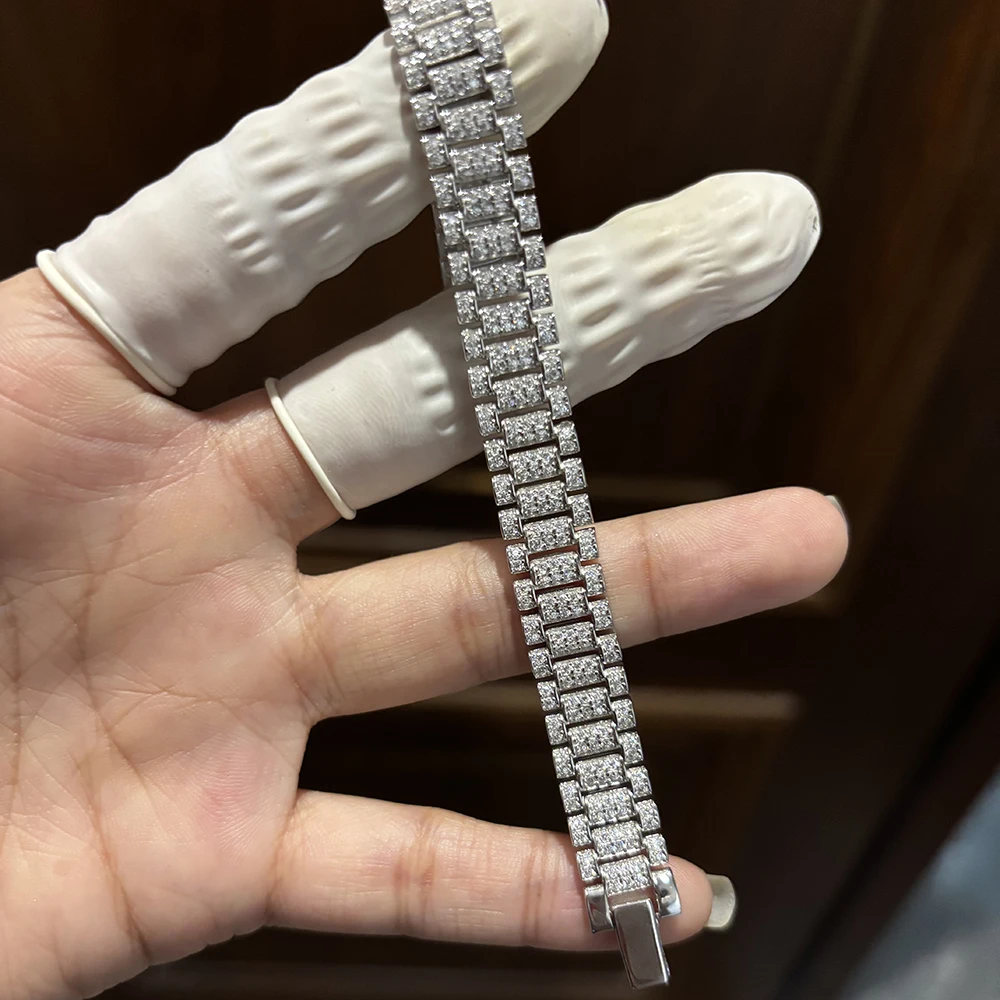 IGOTOS 1.2mm Moissanite Watch Chain Bracelet 925 Sterling Silver Certified Women Men Full Diamond Bangle Fine Jewelry - Image 3