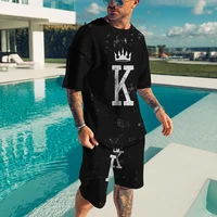 New Arrival Summer Tracksuit For Men 3D Solid Color Short Sleeve T Shirt+Shorts 2 Piece Set Oversized Casual Suit Male Clothes 2