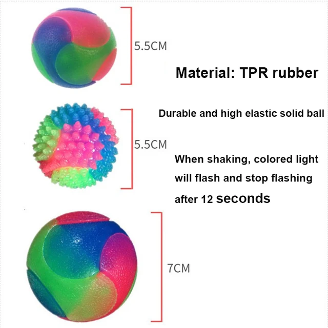 Fun Pet Toys Small Dog Flash Ball Dog Toys Ball TPR Three Color Glowing Elastic Ball Dog Training Throwing The Ball Dogball 6