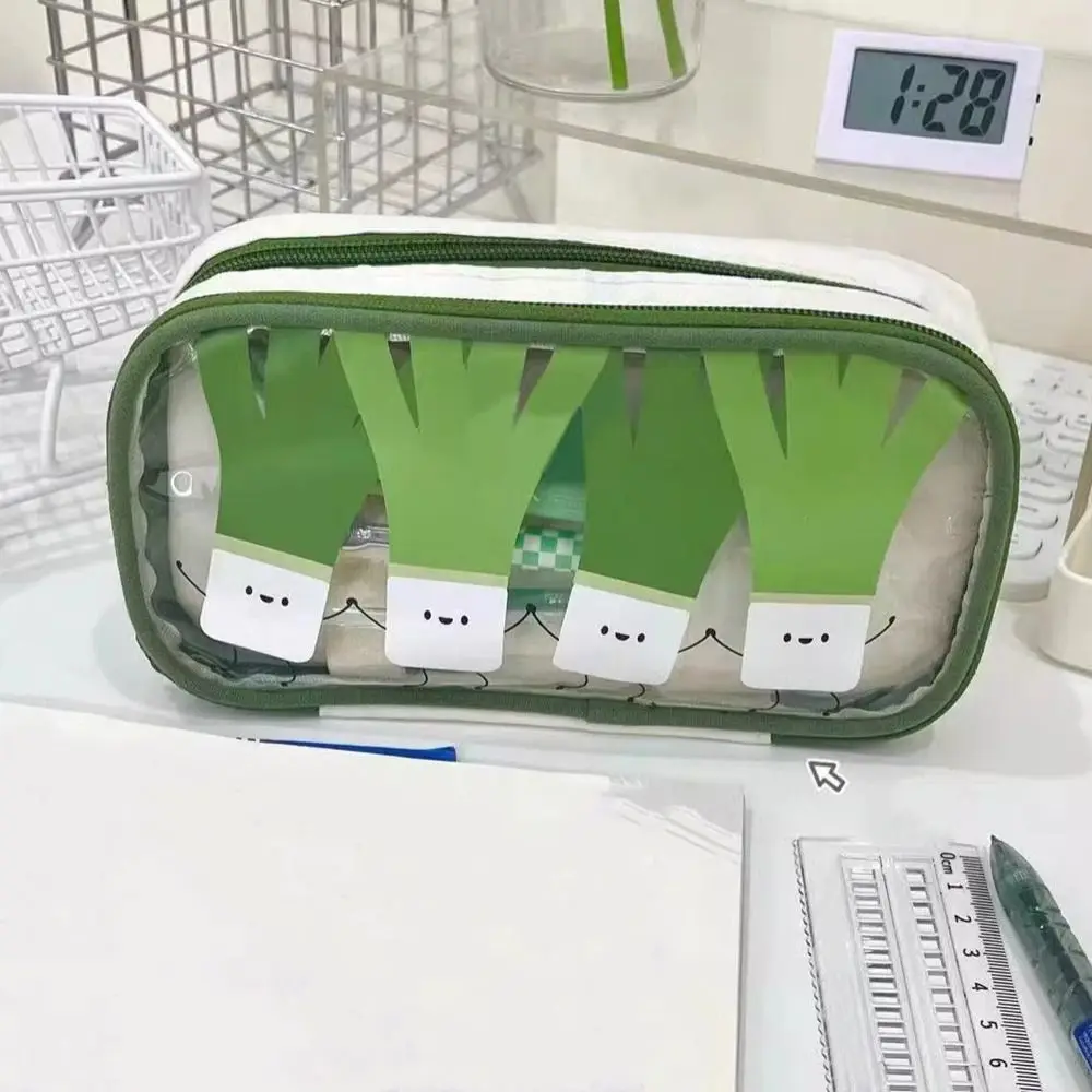 대용량 연필 가방, 크리에이티브 파 더블 레이어 연필 케이스, 야채 카와이 문구 가방, 사무용품