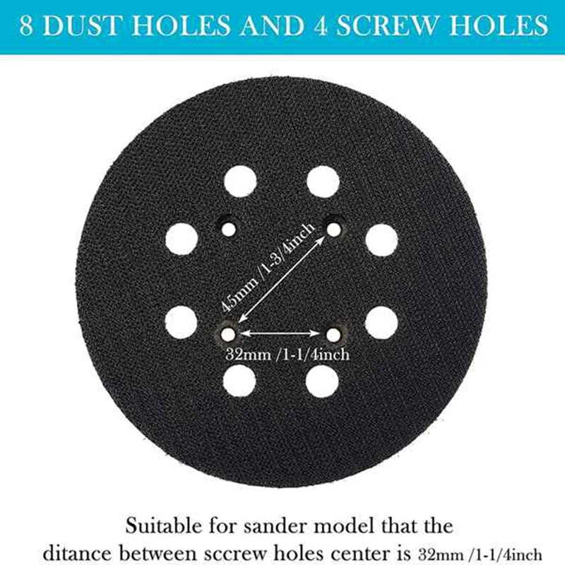 Hook Loop Sanding Backing Pad 5 Inch 8 Holes 125Mm For Makita Orbital Sander Disk Discs Porter Cable Backup Stick On Pad