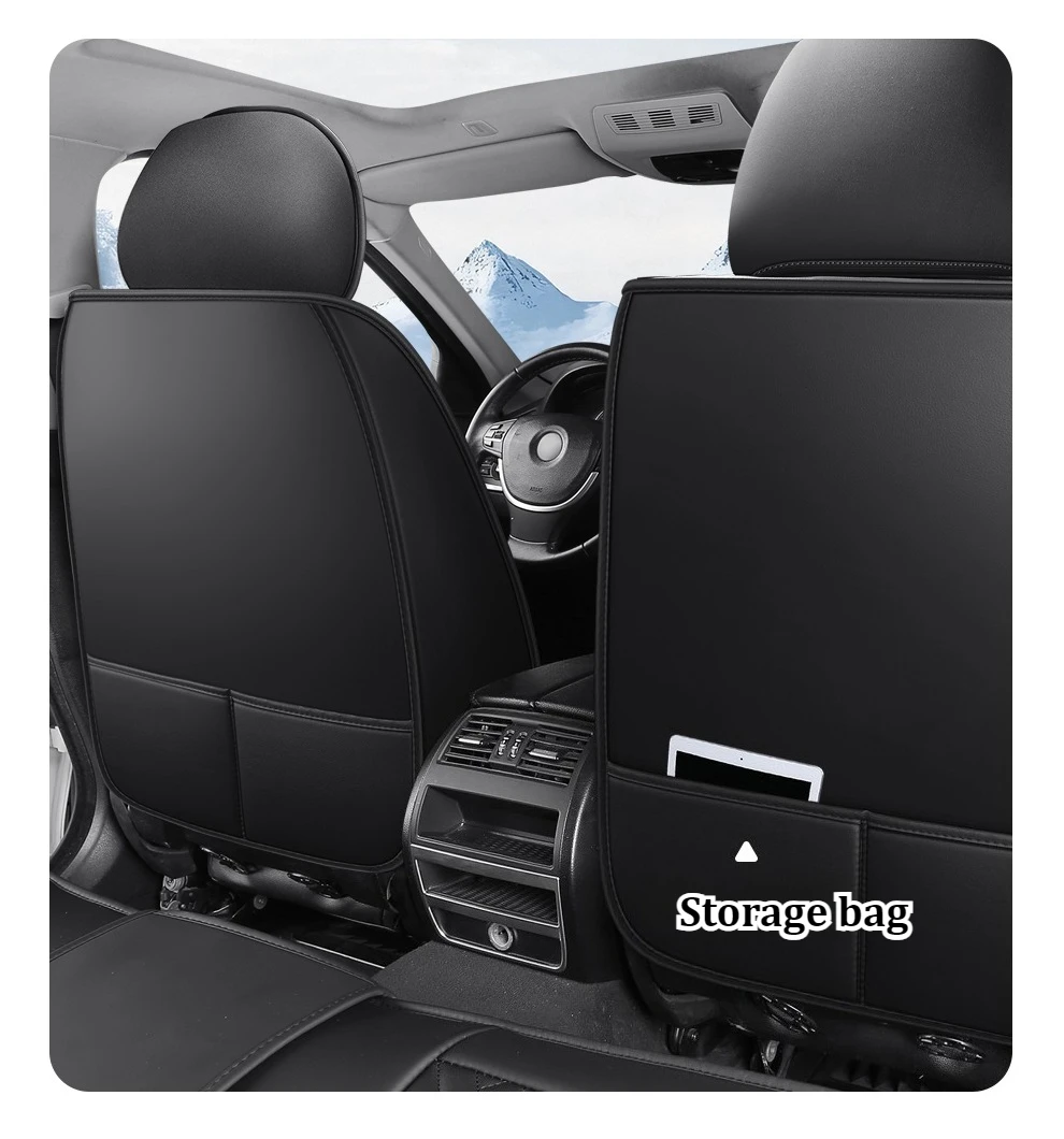 Premium 5-Sitzer-Autositzbezüge aus PU-Leder, Eisseidenstoff, vollständige Abdeckung, geteilte Kopfstütze, rutschfest, langlebig, universelle Passform, 95 % Autos – Detail 5