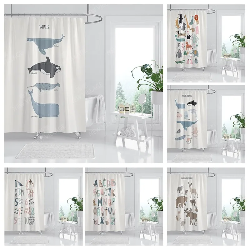 

Waterproof fabric shower curtains Bathroom curtain accessories 180x200 Bath curtain for shower 240*200 nordic boho decoration