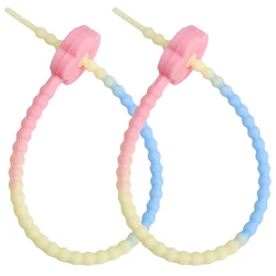 Vibrant Silicone Keychain with Decorative Lanyard (Pink 2pcs)