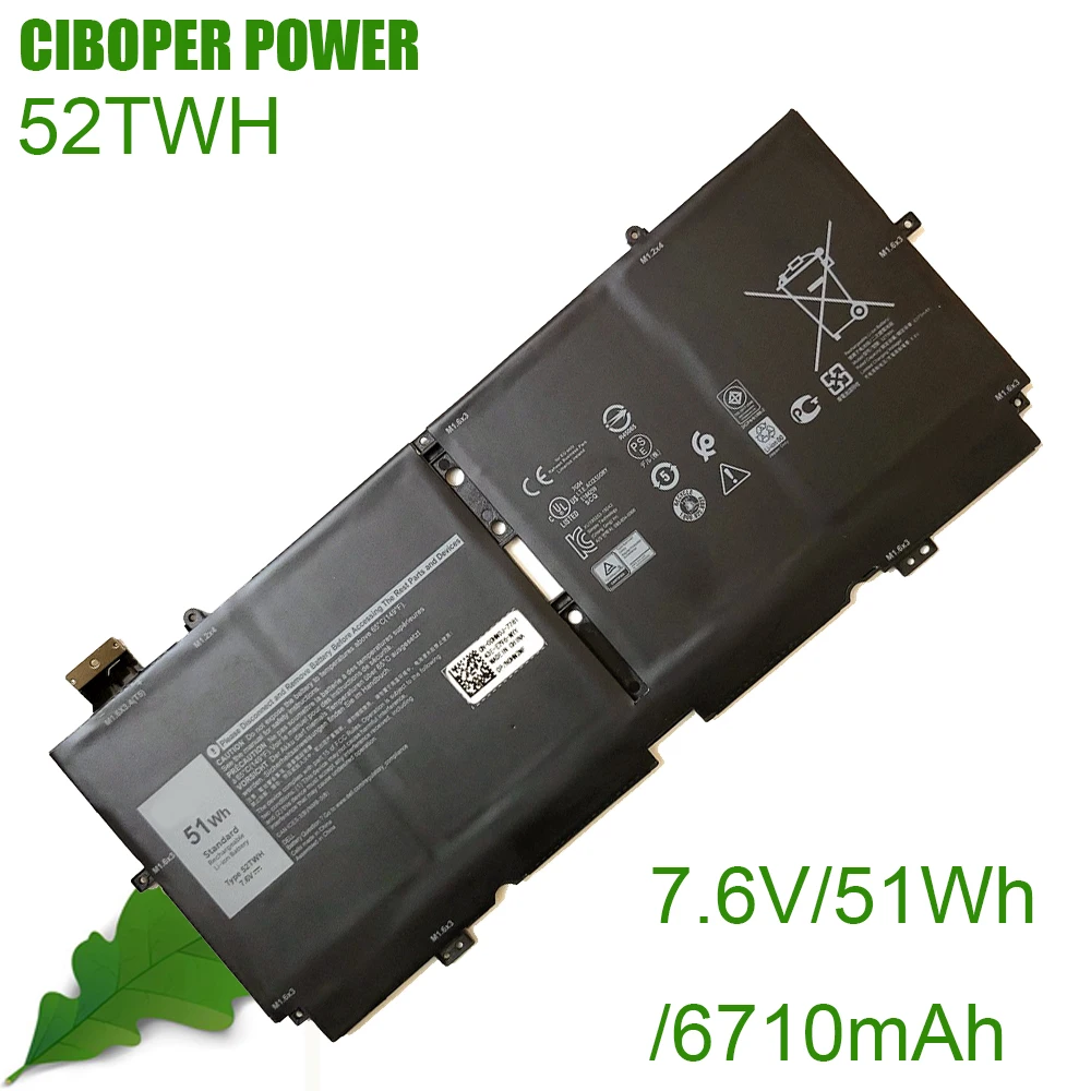 

CP Genuine Laptop Battery P103G XX3T7 52TWH 7.6V/51Wh/6710mAh For XPS 13 7390 9310 2-IN-1 P103G001 P103G002