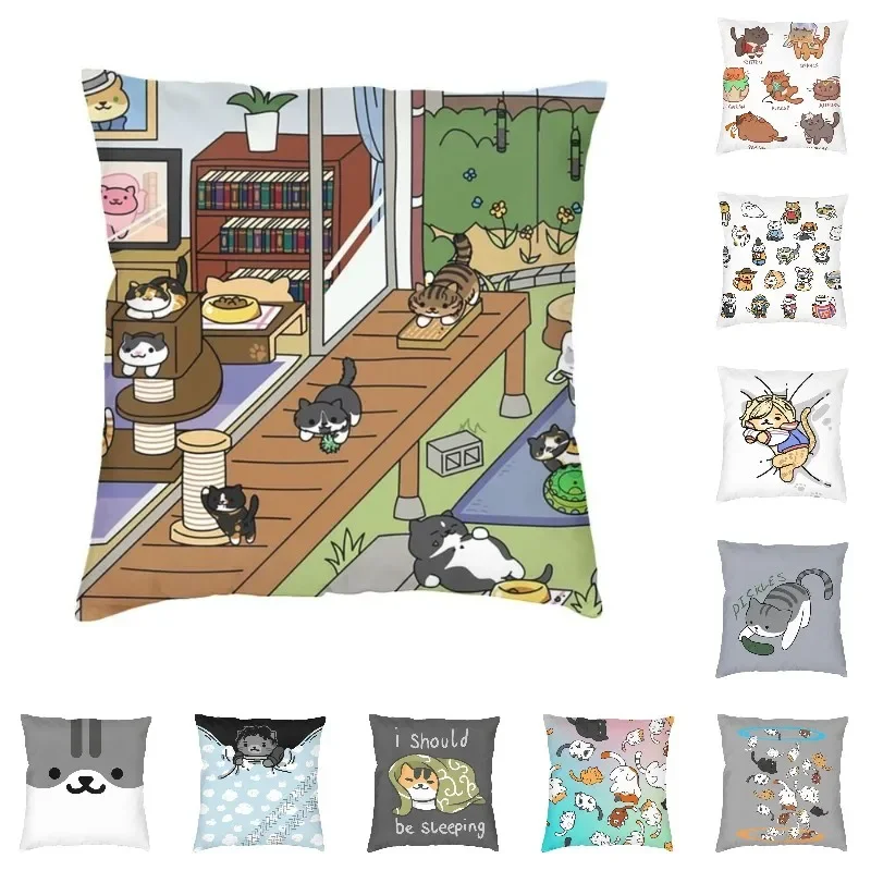 

Cool Neko Atsume Kitty Collector Square Throw Pillow Case Home Decor 3D Double-sided Printing Cartoon Game Cat Cushion Cover