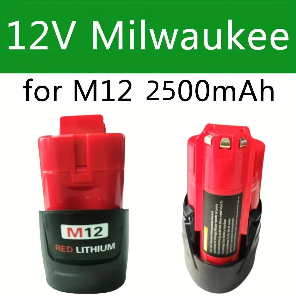 2Packs 2500MAH Rechargeable Battery for Milwaukee m12 12V Tools 48-11-2420 48-11-2440 Cordless Power Tools