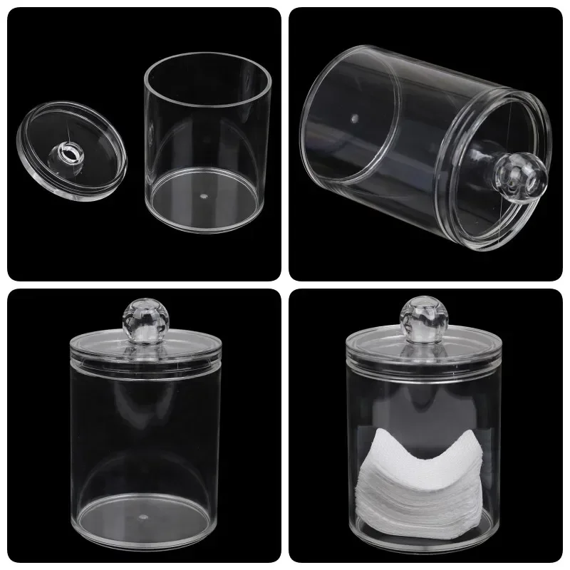 Petite boîte de rangement ronde en plastique avec couvercle, étui transparent pour tampons de coton et écouvillons de maquillage