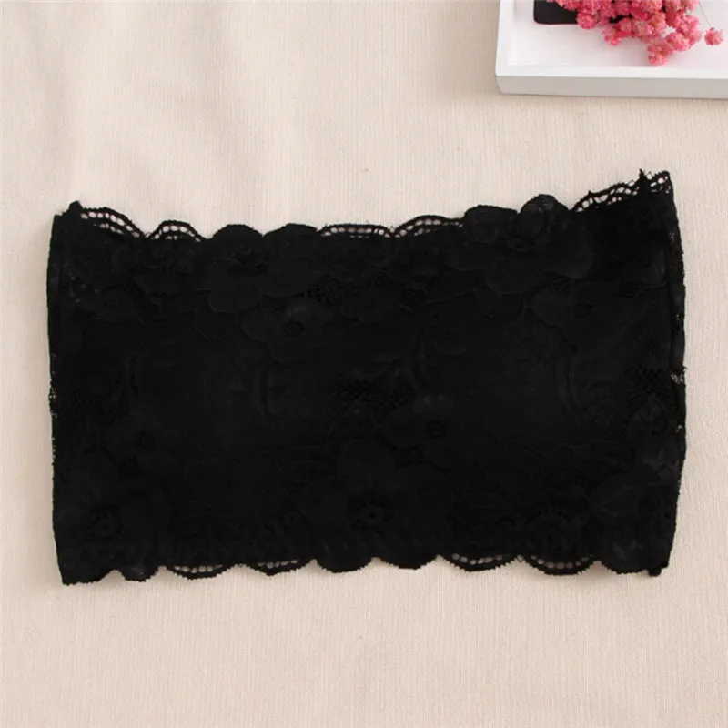 Lace Strapless Bra Women's Sexy Casual Wrap Tube Top Bandeau Short Tanks Bra Sleeveless Tank Tops