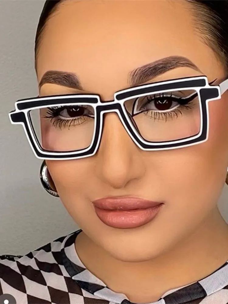 Eyeglasses Frames Retro Personality Rectangular Glasses Frame Woman Man Brand Designer Fashion Square Eyeglasses TR90 Eyewear Pouch Cloth Fashion Eyeglasses Eyewear Frames