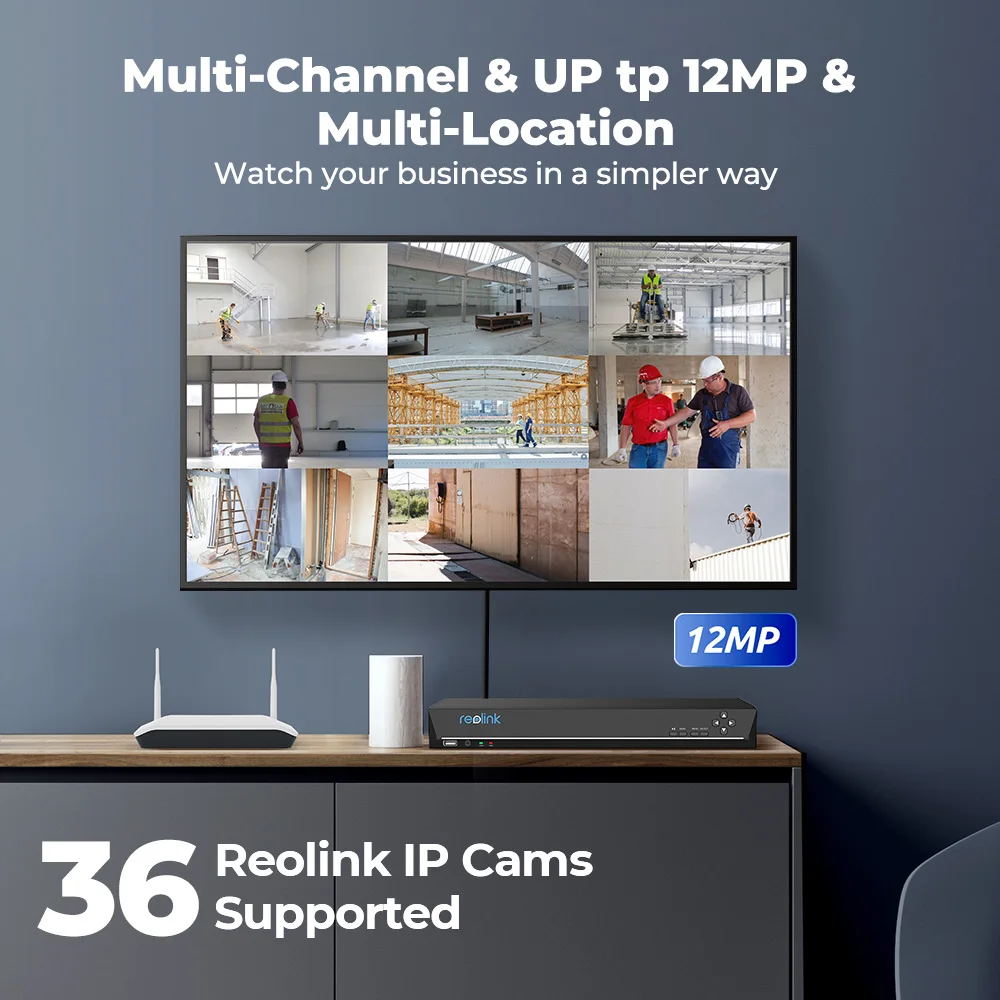 Reolink 36CH 12mpx záruka kamera systém 2cestný audio 4K NVR pro 5MP/8MP IP kamera 24/7 video nahrávka pozorování systém NVS36