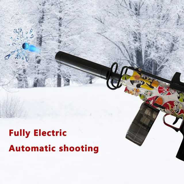 Uzi Electric Gel Ball Blaster With 10000 Water Beads Automatic Shooting Splatter Gun For Kids Adult Outdoor Shooting Team Game 3