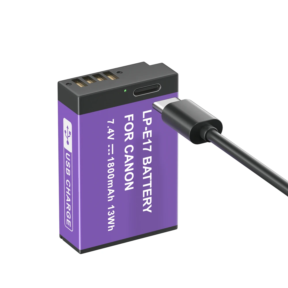 Rechargeable Battery Camera Battery PALO LP E17 LP-E17 Battery with Type-C Input for canon sl2 sl3 RP 200 250D M3 M5 M6 750D 760D T6i T6s 800D 8000D 77D Kiss X8i