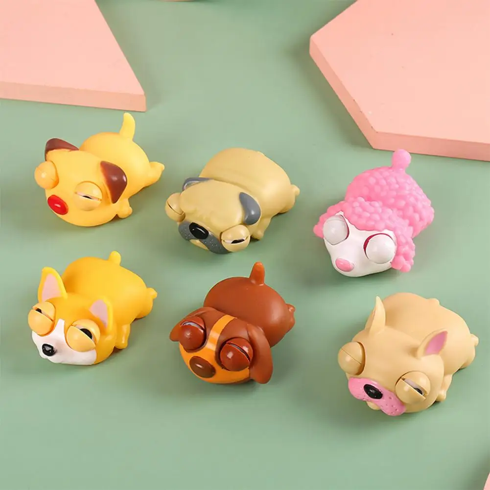 

Eco-friendly Eye-Popping Toy Silicone Adorable Squeezing Cartoon Dog Decompression Toy Novelty Dog Squeeze Toy Party Favor