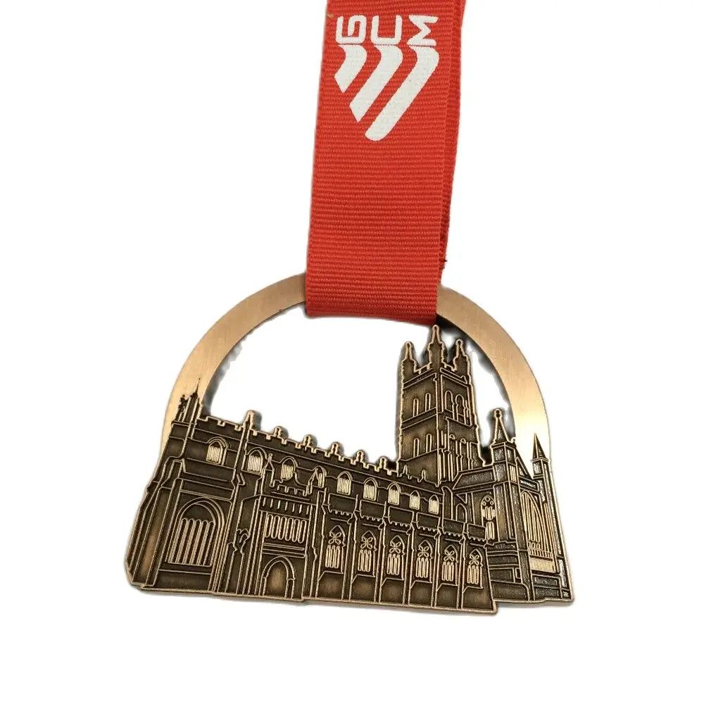 

irregular shape medal with custom design and medal lanyard--50.8mm diameter-one side-blank ribbon