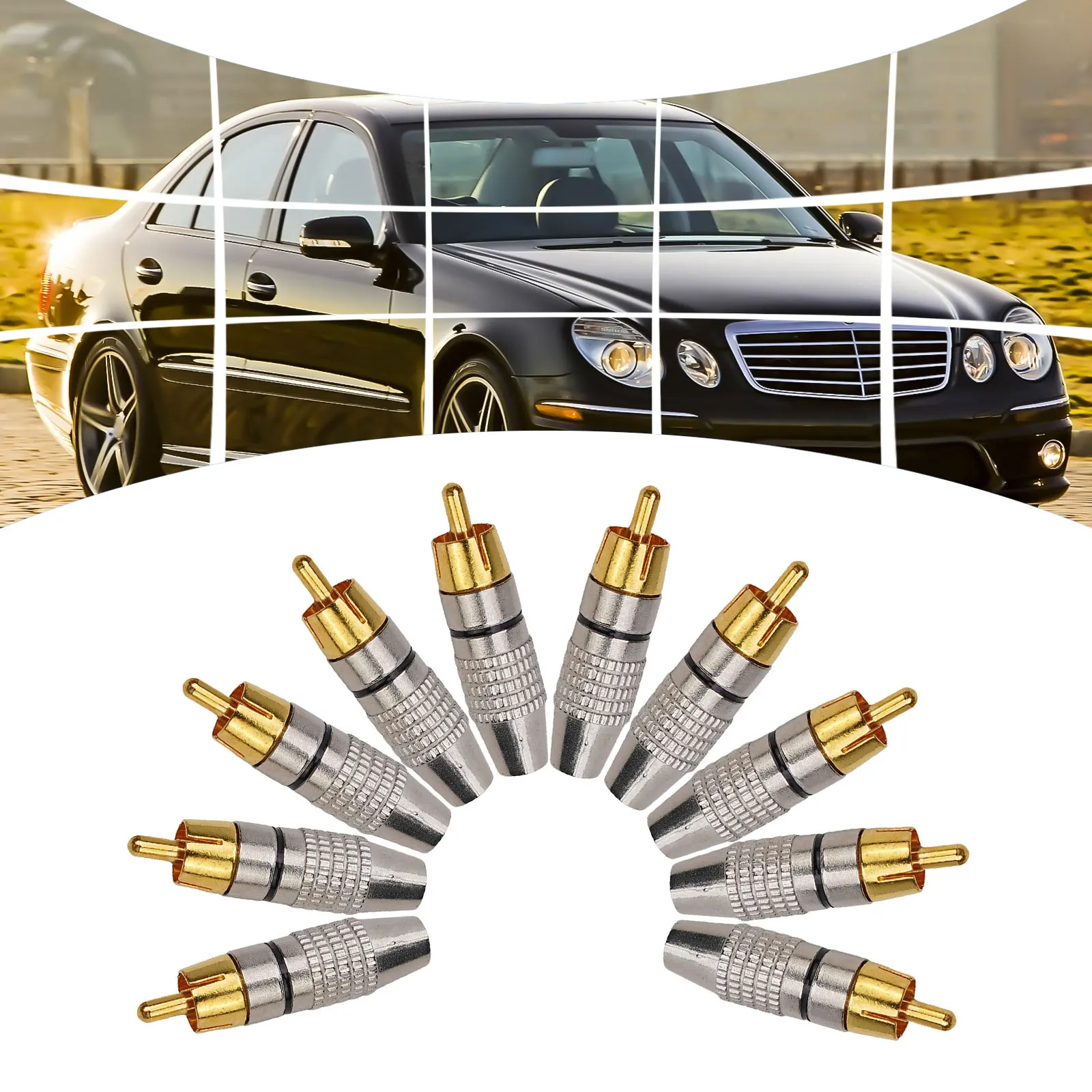 

10pcs Gold Plated Male Plug RCA Adapter Video Audio Locking Connectors Soldering RCA Socket Terminals Adapters