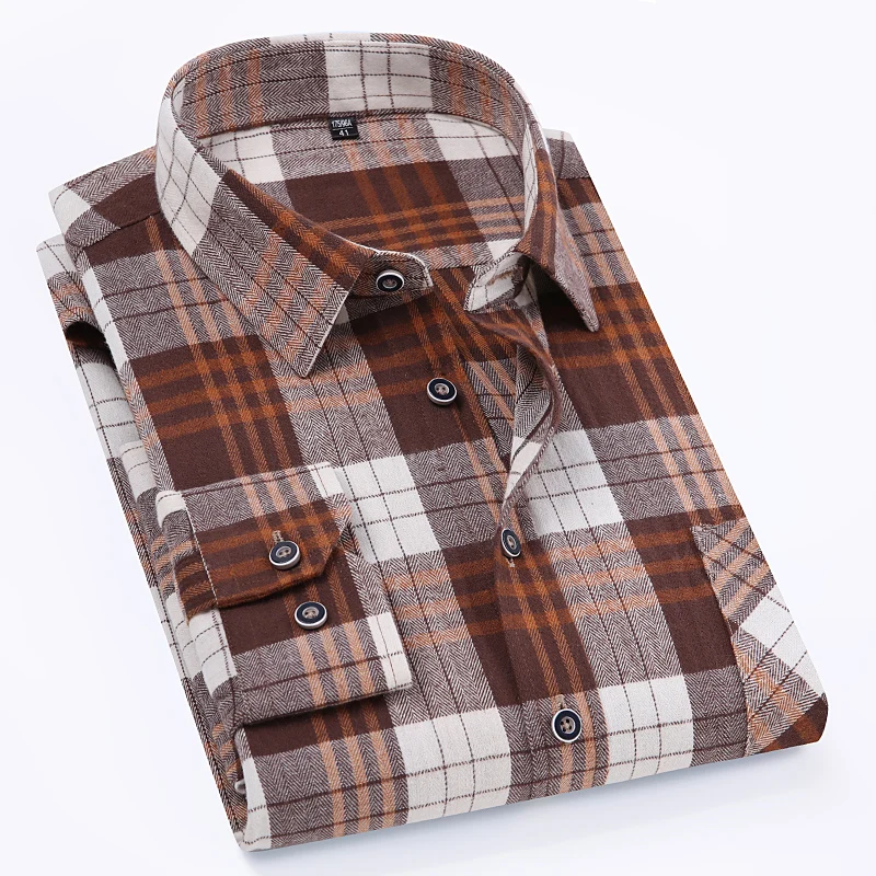 Oversized Fashion Flannel Plaid Men's Long Sleeve Cotton Shirt