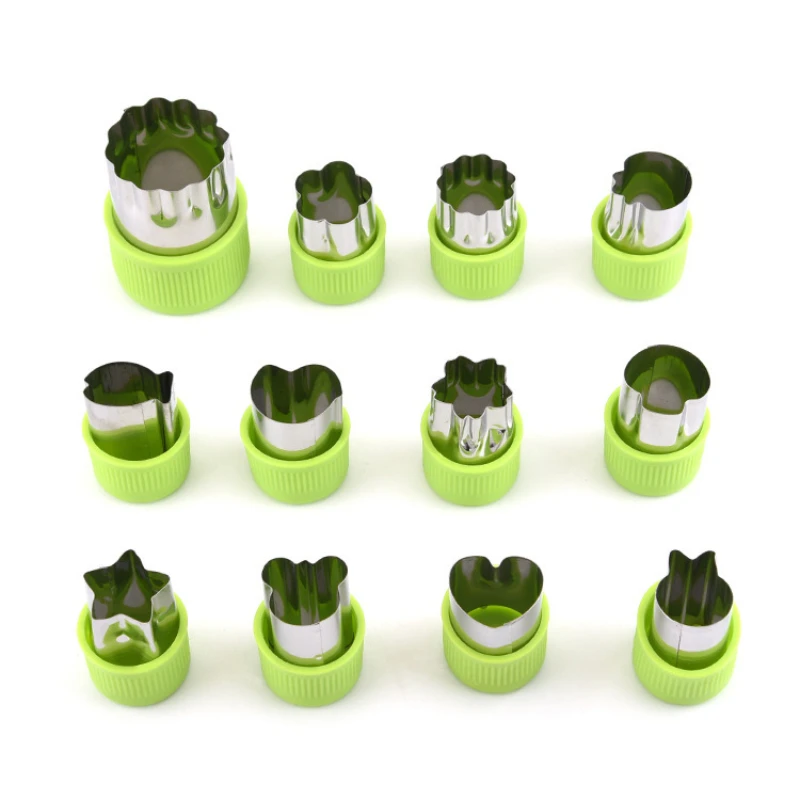 Stainless Steel Flower Cutter 12Pcs Vegetable and Fruit Flower Cutting Mold Kitchen Convenience Decorative Tools Baking Mold cookie cutter