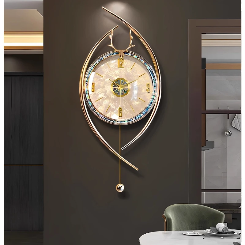 Italian Handcrafted Premium Shell Eye Design Ornate Wall Clock Luxury Minimalist Style Creative Living Room Home Decor Timepiece