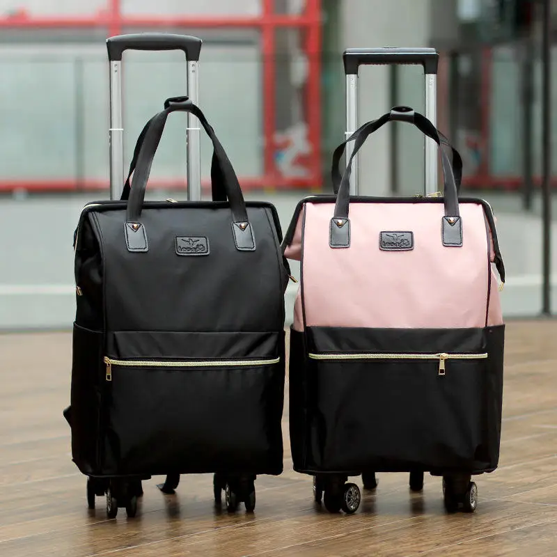 Short suitcase Large capacity duffel bag Boarding trolley case women\'s light travel bag for business trip men\'s luggage bag