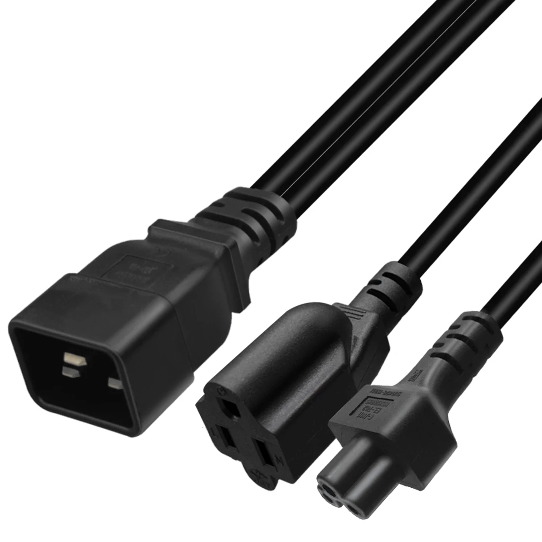 JORINDO IEC320 C20 TO C5/5-15R  ȯ ̺, C20 male 16a ÷  ̱ ǥ 3 Ȧ/C5 3 Ȧ, 0.3m
