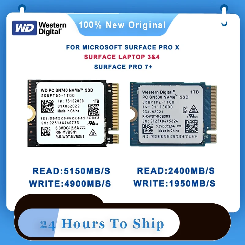 SSD NVMe Western Digital SN740 1To - M.2 2230 - Pour Microsoft Surface Pro 9 / Steam Deck - Neuf