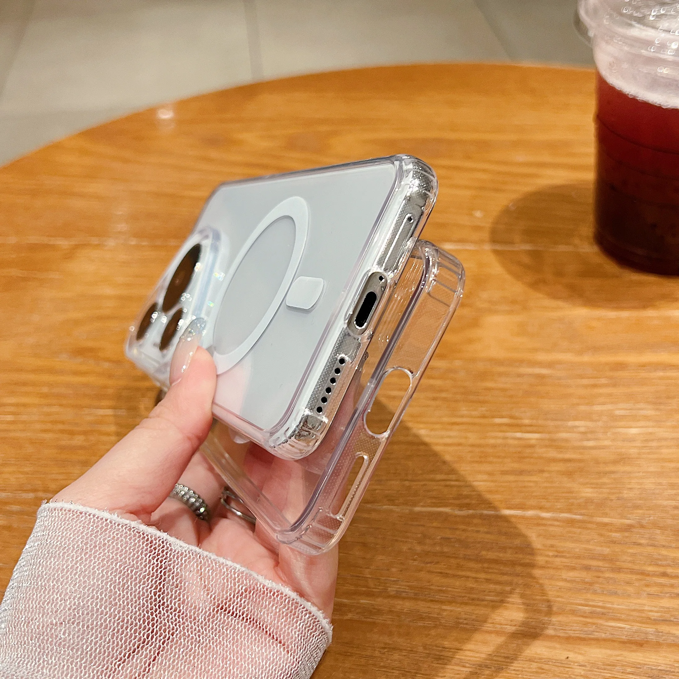 Ultra-Thin Transparent Acrylic Magnetic Shockproof Case with Airbags