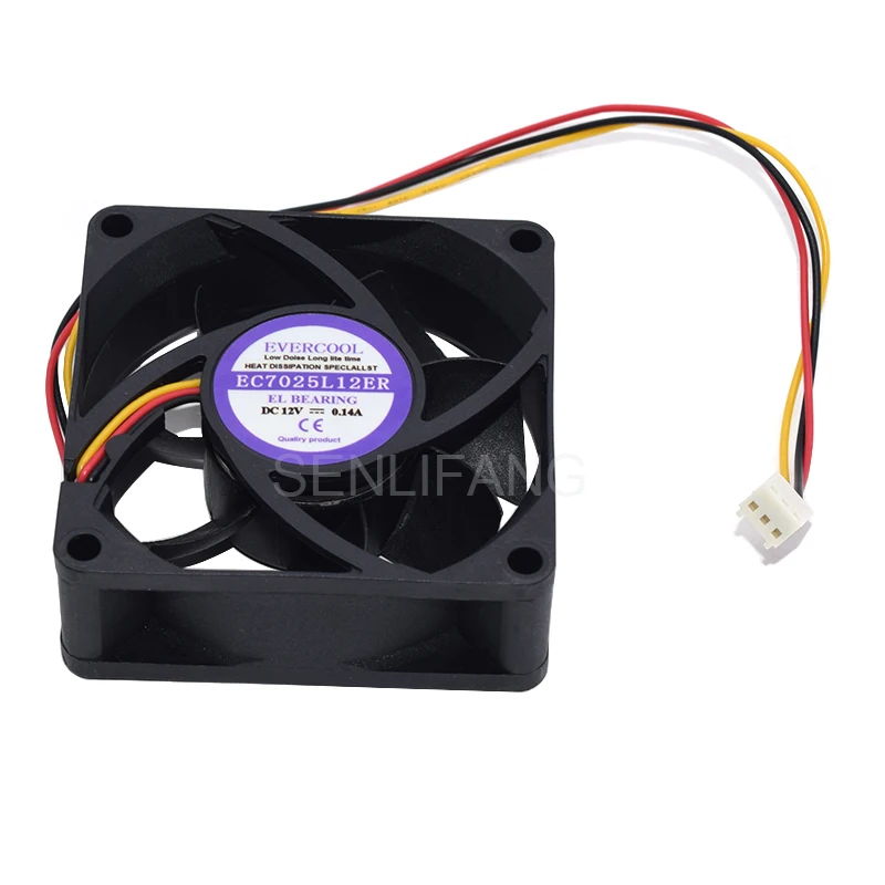 Totalmente Testado 70 mm Ventilador Ec7025l12er para Evercool 7025 Dc12v 0.14a Três-fio de Calor Silencioso Dissipando Refrigeração Ventiladores e resfriadores - Imagem 6