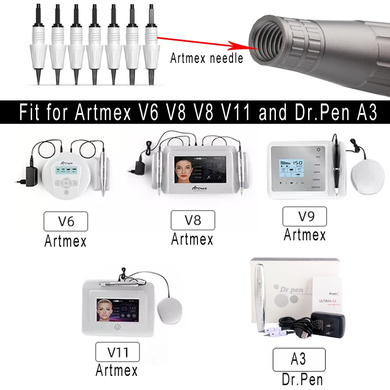 Фото Иглы Artmex для машины Artmex V3 V6 V8 V9 V11 Dr. Pen A3 Картридж PMU Игла для татуировки бровей Eyeline Lips L1 R3 F3 F5 R5 F7 №2