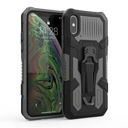 Enhanced Shockproof Magnetic Armor Case with Multi - Function Bracket and Back Clip - iPhone XR (Gray)