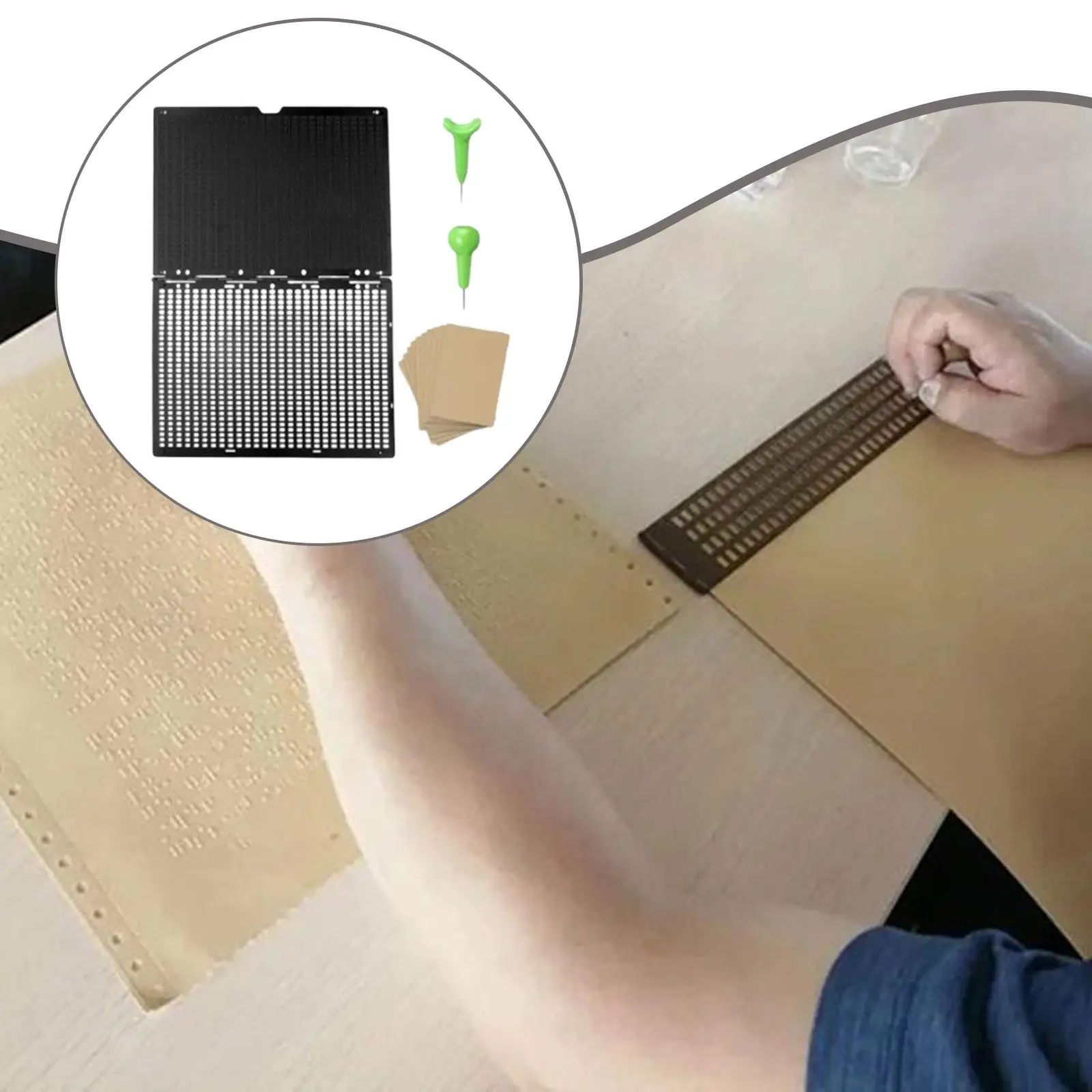 점자 쓰기 보드 세트 휴대용 편리한 학습 용품 교육 도구 점자 학습 도구 키트 점자 쓰기 슬레이트