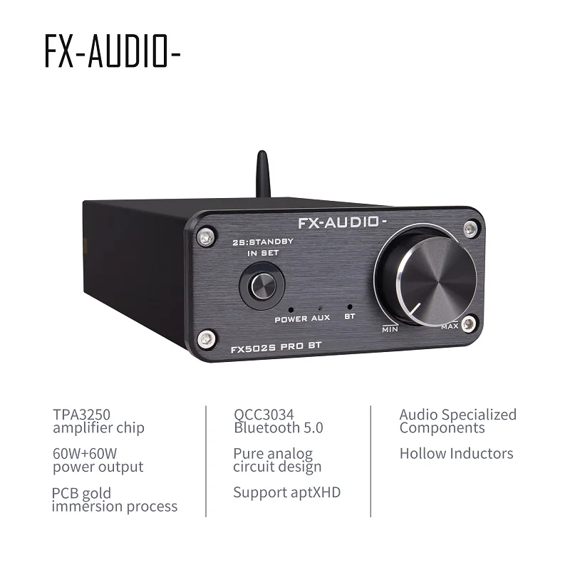 FX-502A 50W×2 デジタルオーディオミニアンプ 高音質 シルバー