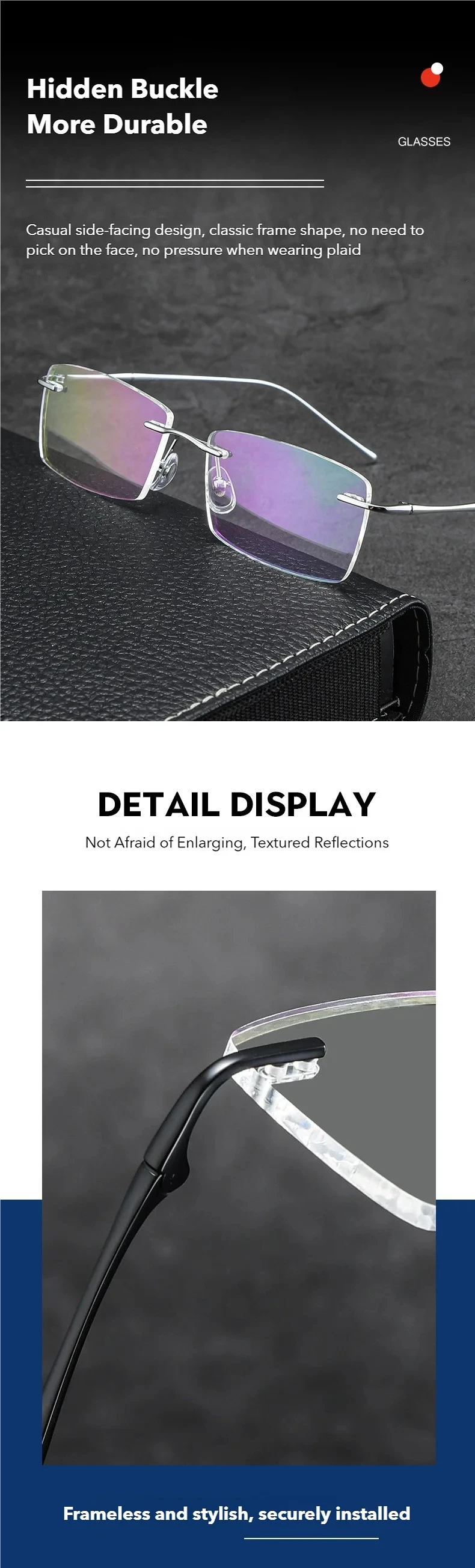 Titanium Reading Glasses - Ultra-Light Rimless Eyeglass Frames with Anti-Reflective Lenses