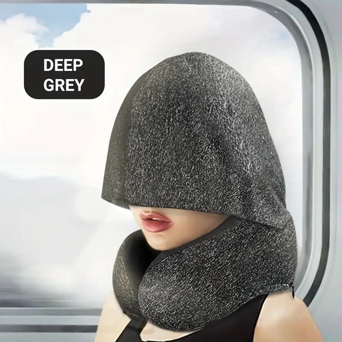 Hooded Memory Foam Travel Neck Pillow 4