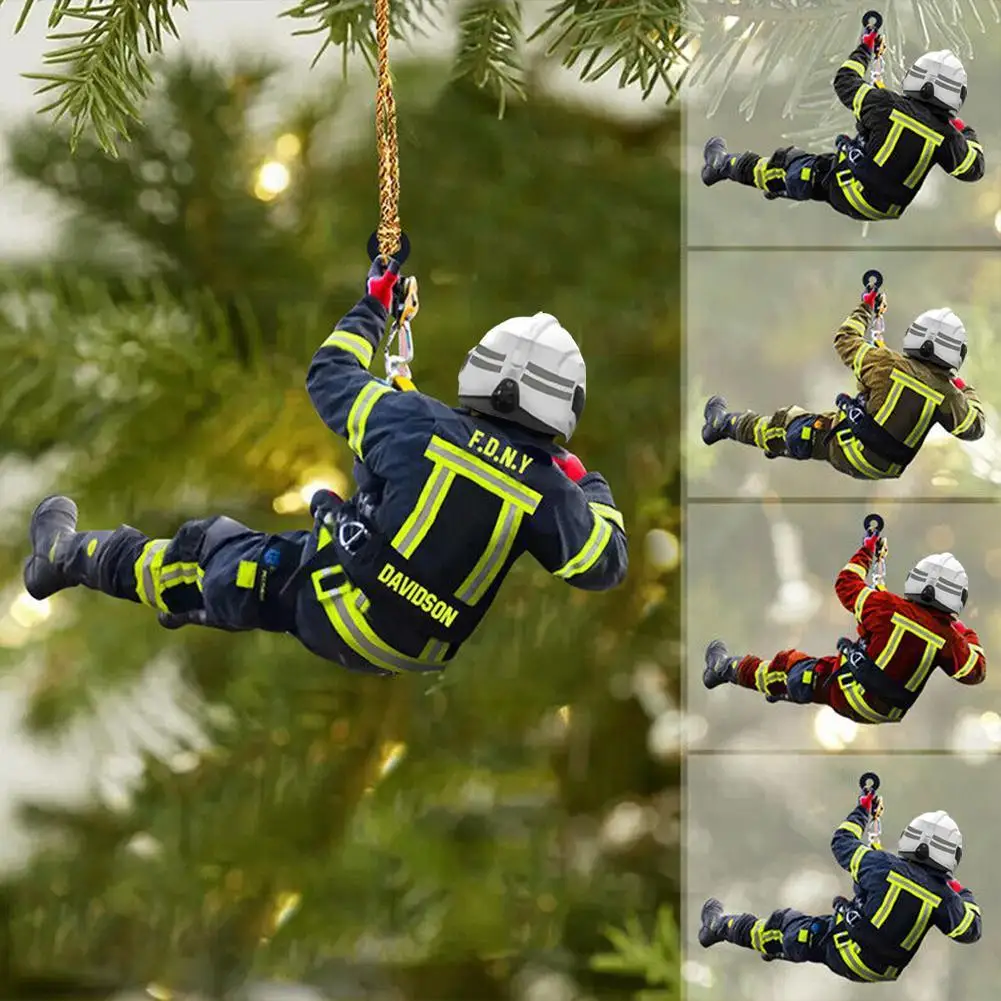 2D Christmas Firefighter Pendant Christmas Pendant Dwarf Car Statue Craft Party Accessories Decoration new year christmas decorations