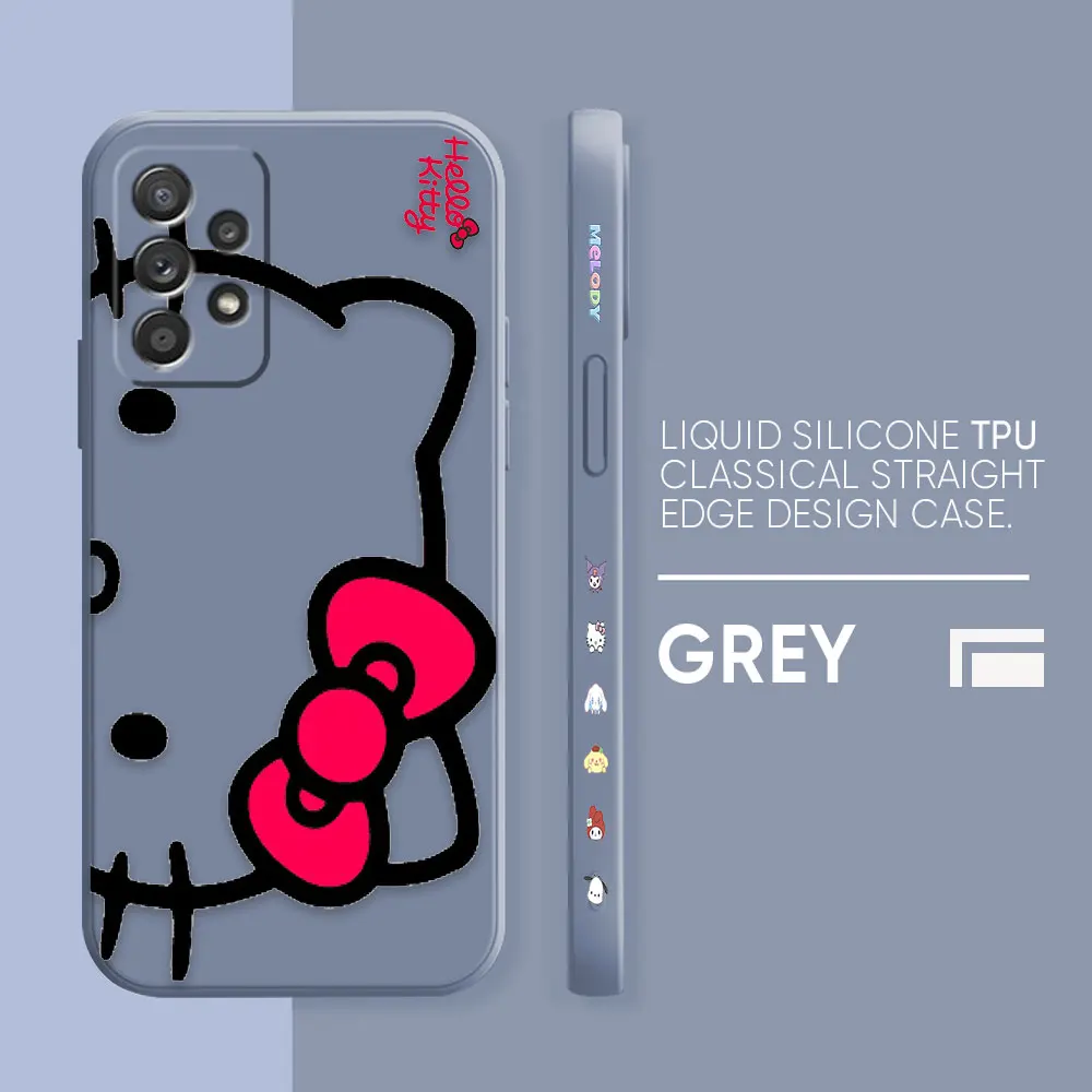 thumbnail image 1 of Case For Samsung Galaxy A91 A73 A72 A71 A53 A52 A51 A42 A33 AO3S 4G 5G Simple Liquid silicone Case Line Art Hello K-Kitty Cat, 1 of 5