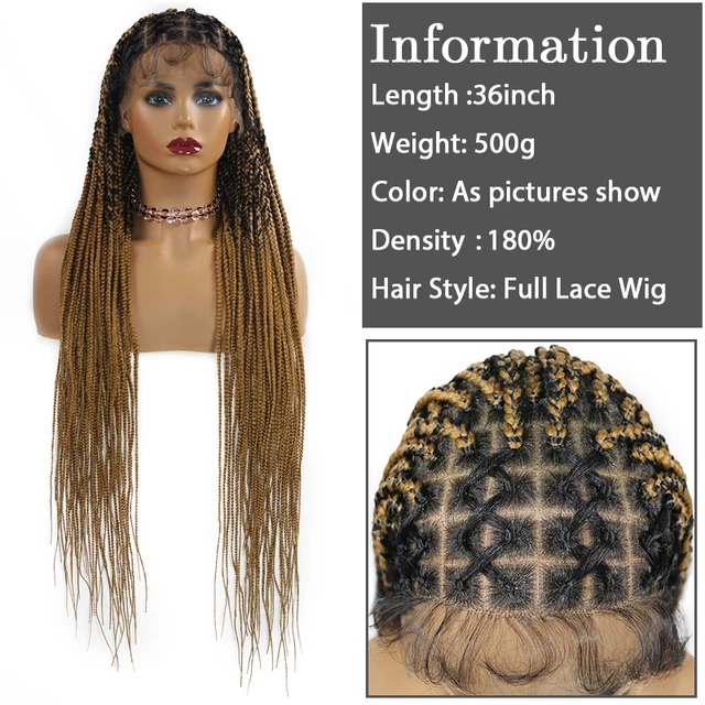 blond full lace box braid lace front wigs ombre long braided 360 full lace frontal wig
