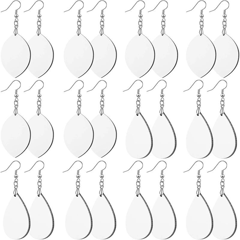 

Sublimation Earrings Blank Heat Transfer Wire Hook Earrings Unpolished Wooden Teardrop Earrings Pendant