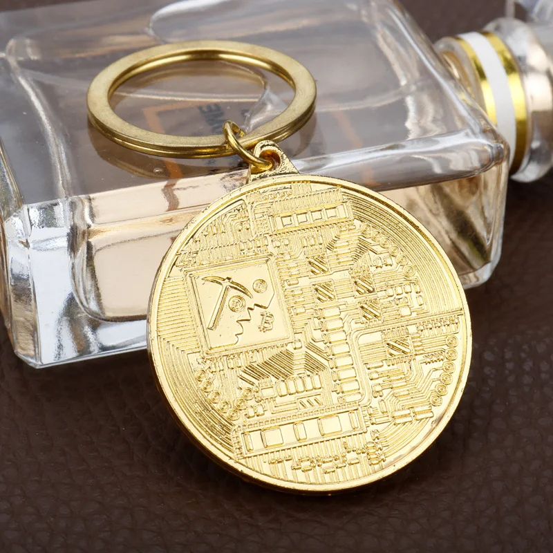 Creative Bitcoin Simulation Keychain Virtual Commemorative Coin Pendant Jewelry Collection Gifts