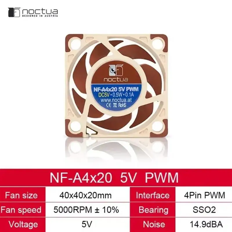 Noctua NF A4x20 PWM 40mm 40X40X20mm 5000 RPM 14.9 dB(A) PC Cooling Fan Cooler Fan Radiator fan Computer Cases-Towers